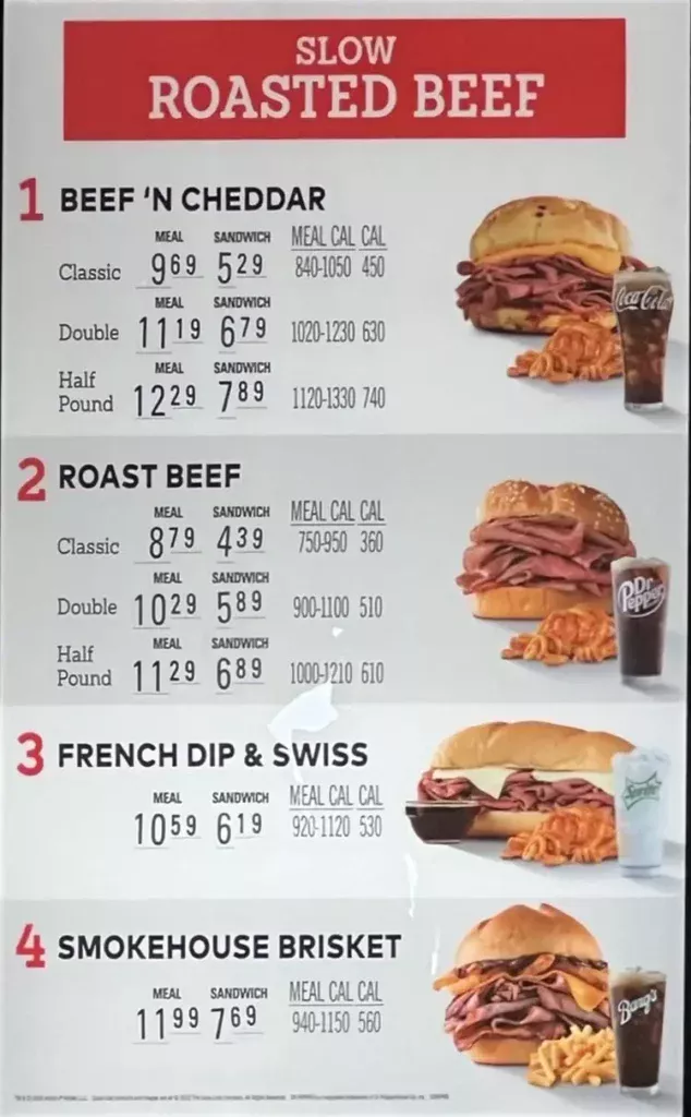 Arby&rsquo;s&nbsp;Menu USA