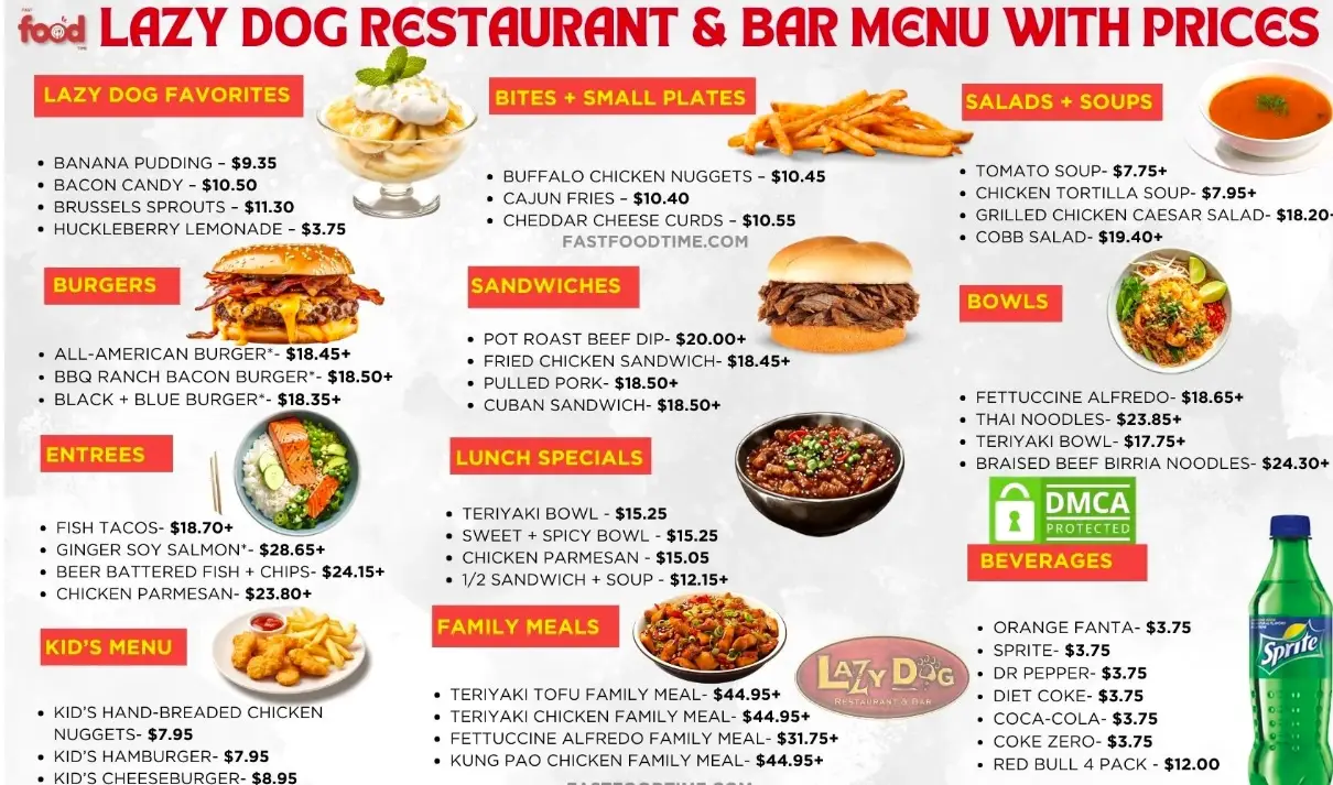 Lazy Dog Menu USA Prices 2026