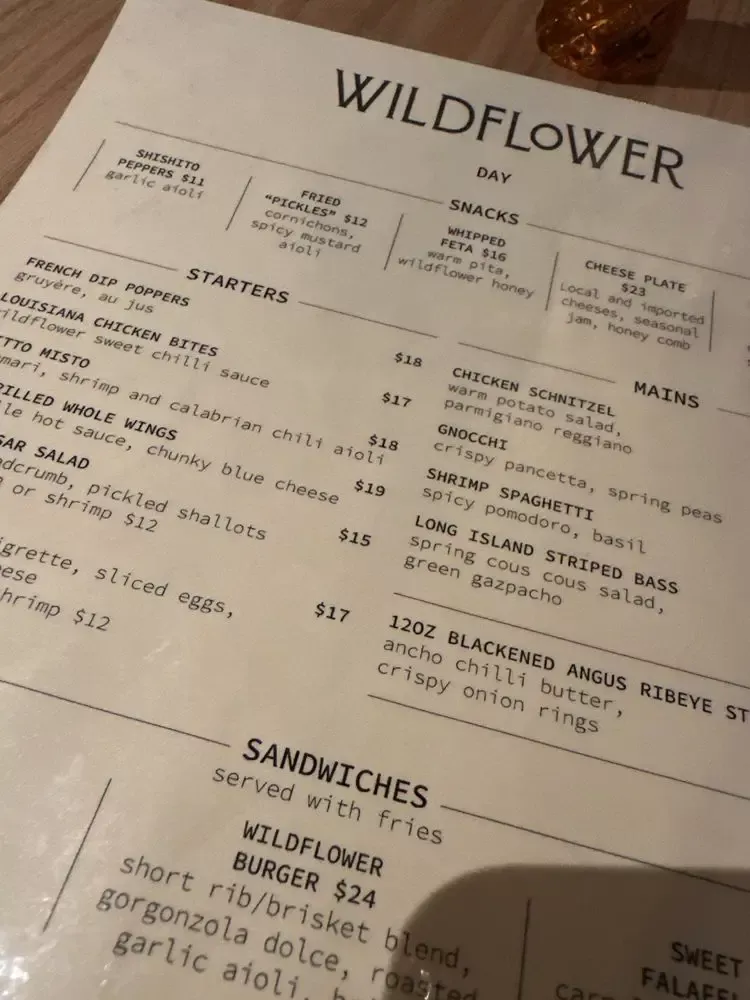 Wildflower&nbsp;Menu USA