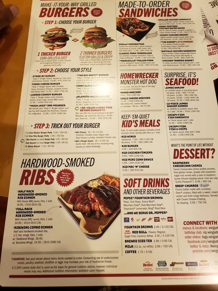 Wings Etc&nbsp;Menu USA