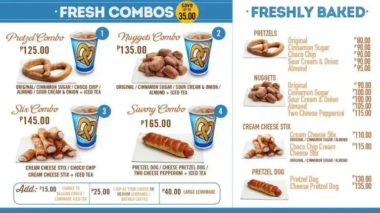 Auntie Annes&nbsp;Menu USA