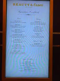 Beauty & Essex Las Vegas&nbsp;Menu USA 