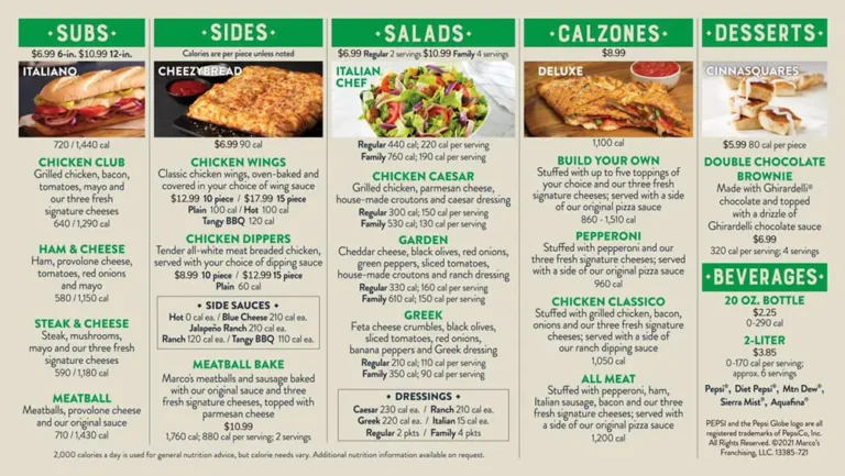 Marco’s Pizza Menu USA Prices