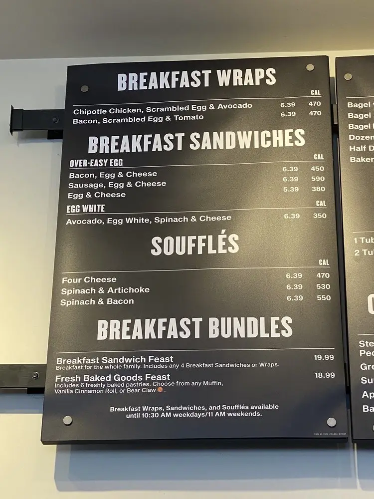 Panerabread Menu USA