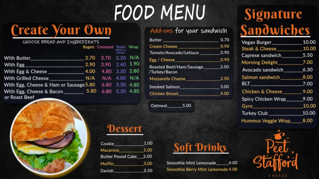 Peet&rsquo;s Coffee&nbsp;Menu USA