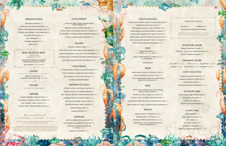 Sexy Fish Miami Menu USA Prices
