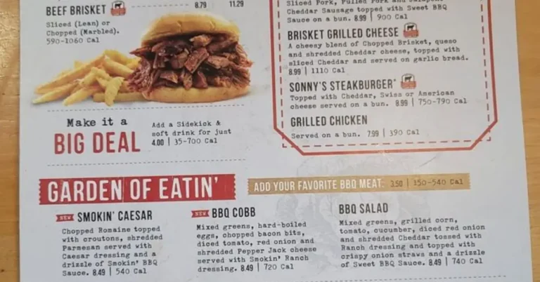 Sonny’s BBQ Menu USA Prices