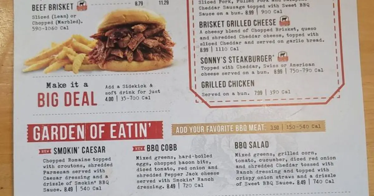 Sonny’s BBQ Menu USA Prices 2026