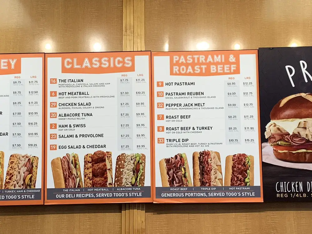 TOGO&rsquo;S&nbsp;Menu USA