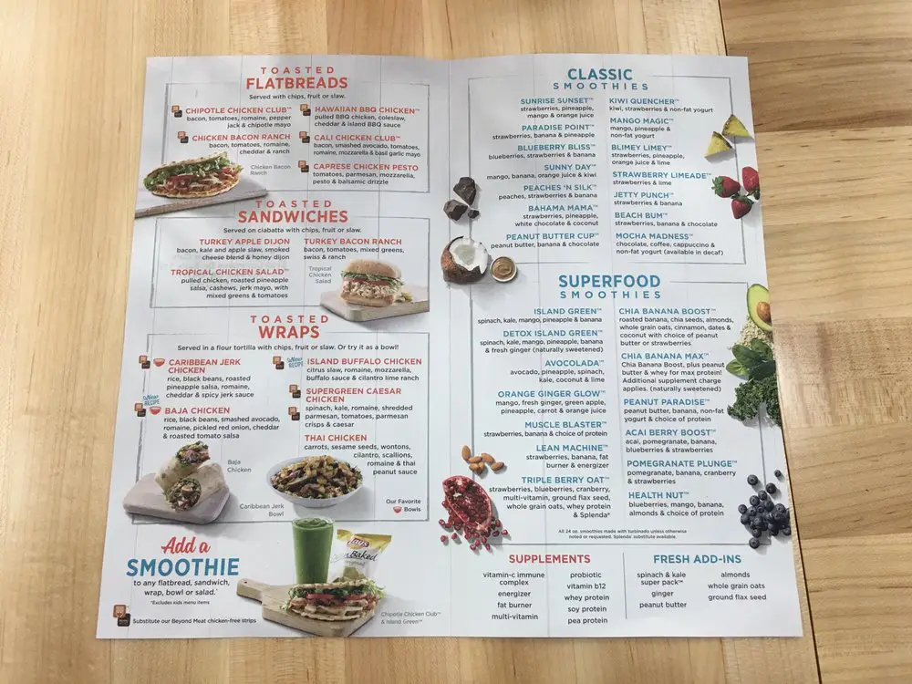 Tropical Cafe Menu USA 